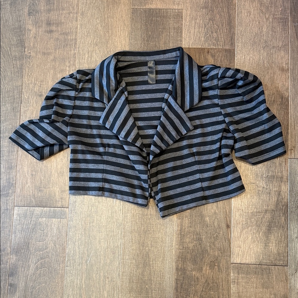Striped Black and Gray Cropped Jacket